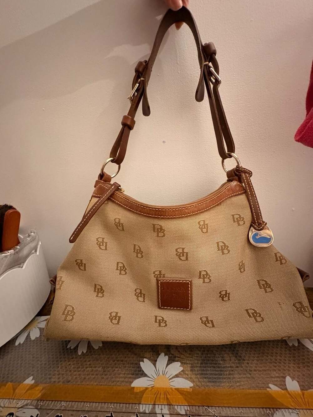Dooney & Bourke Monogram Canvas East West Slouch Shoulder Bag